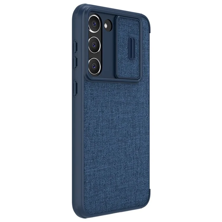 NILLKIN Qin Pro Series Shockproof Phone Case for Samsung Galaxy S23 Slide Lens Protection Phone Cover with Card Slots - Blue