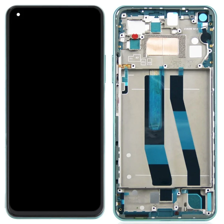 Para Xiaomi 11 Lite 5G NE Grado S Pantalla AMOLED OEM y ensamblaje de digitalizador + Marco (sin logotipo) - Verde