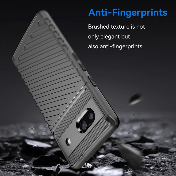 Capa de Telefone à Prova de Queda em TPU para Google Pixel 7a, Série Thunder com Textura Tecida Espessada Antiderrapante - Preta