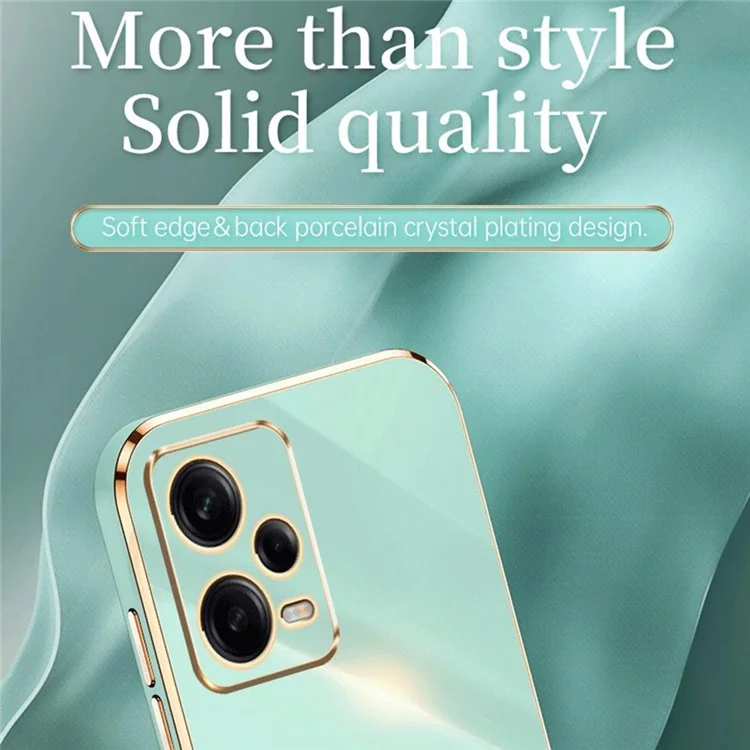 XINLI Funda Antigolpes para Xiaomi Redmi Note 12 Pro 5G, Cubierta de Teléfono de TPU con Borde Chapado en Oro - Cian