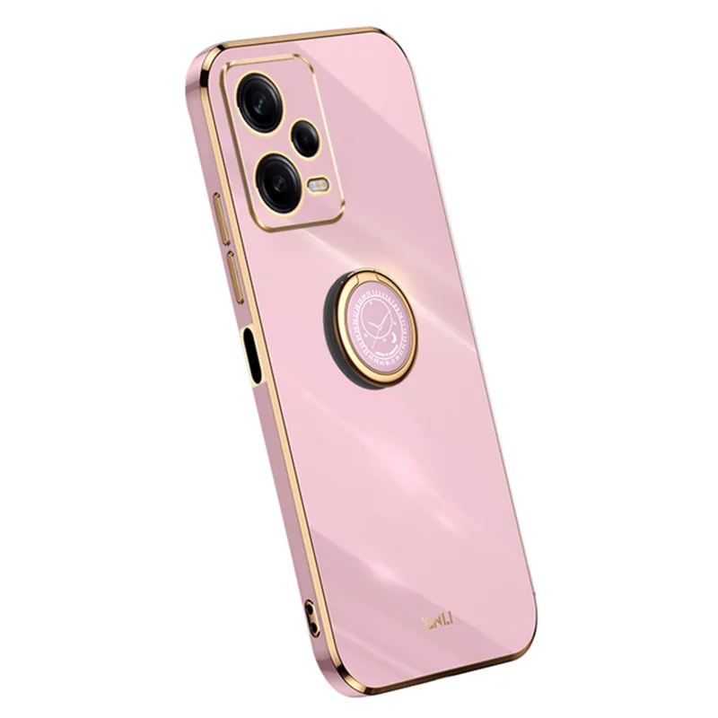 XINLI For Xiaomi Redmi Note 12 Pro 5G Ring Holder Kickstand TPU Phone Cover Case with Electroplating Edge - Purple