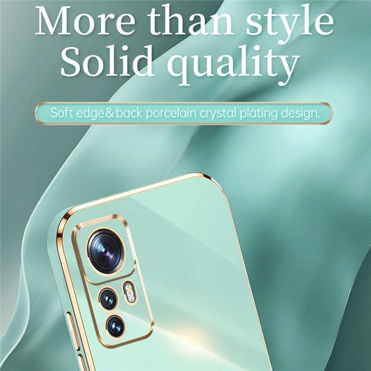 XINLI For Xiaomi 12T Pro 5G Phone Cover Shell Electroplating Golden Edge Anti-scratch TPU Phone Case - Cyan