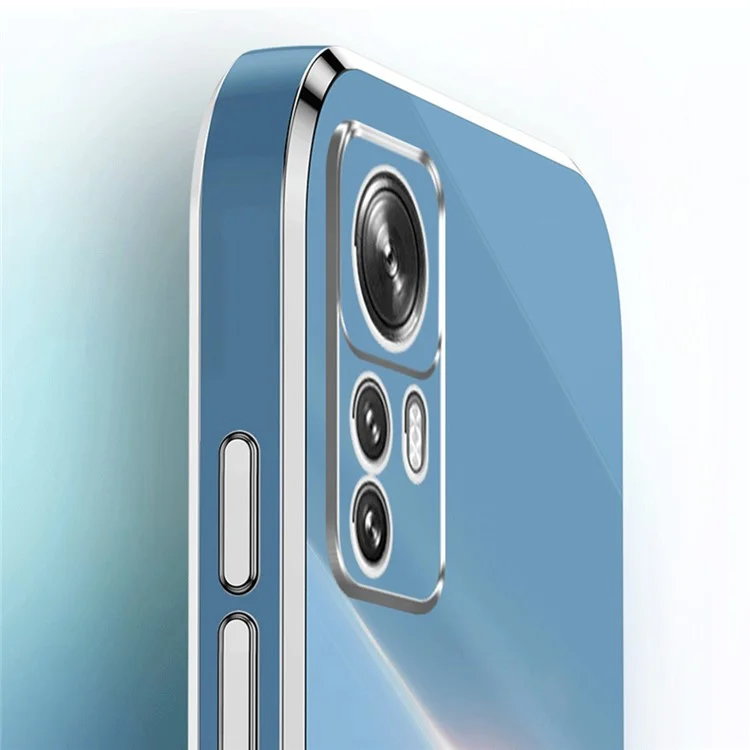 XINLI For Xiaomi 12T Pro 5G Phone Cover Shell Electroplating Golden Edge Anti-scratch TPU Phone Case - Cyan