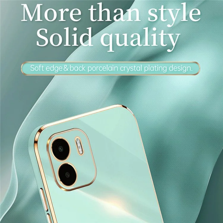 XINLI Electroplating Golden Edge Phone Case for Xiaomi Redmi A1 4G / A2 4G, Dustproof TPU Phone Cover - Cyan