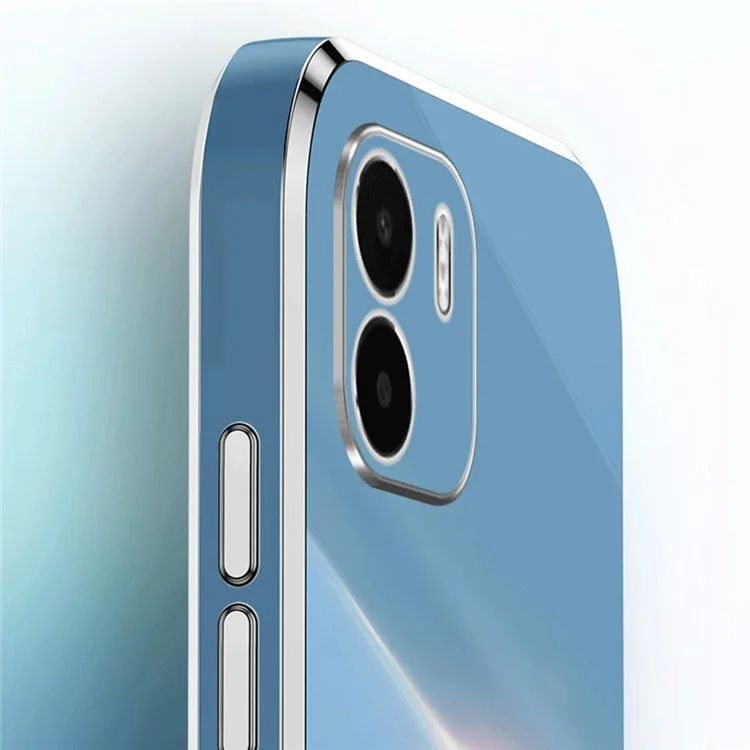 XINLI Electroplating Golden Edge Phone Case for Xiaomi Redmi A1 4G / A2 4G, Dustproof TPU Phone Cover - Cyan