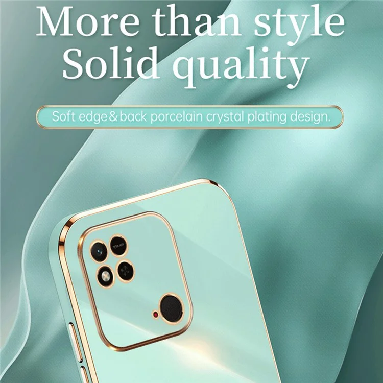 XINLI For Xiaomi Redmi 10C 4G Phone Case with Electroplating Golden Edge, Anti-dust TPU Phone Cover - Cyan