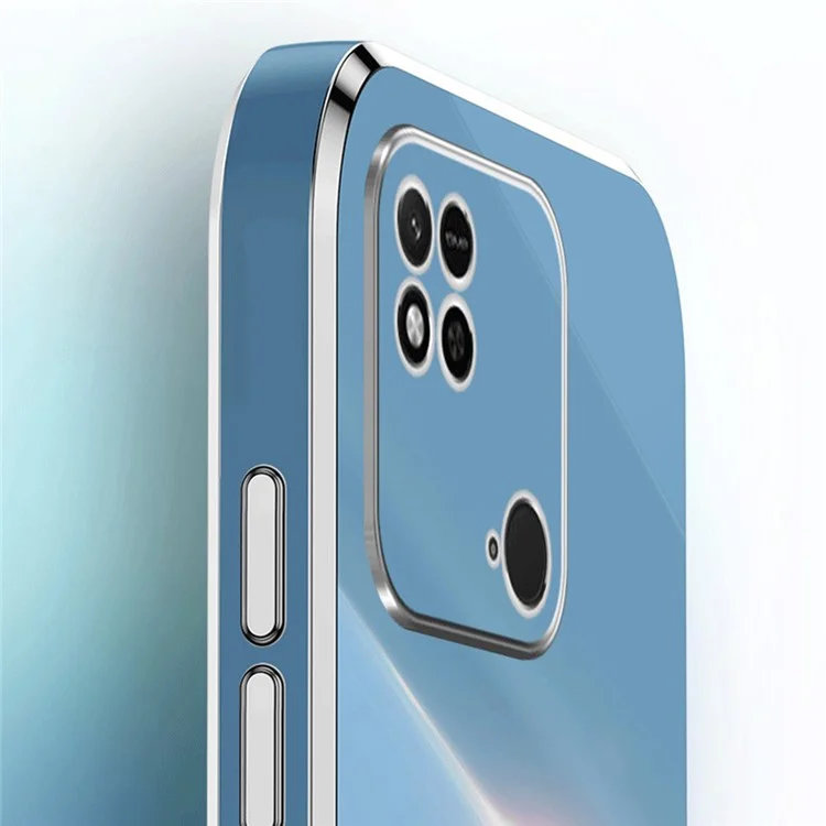 XINLI For Xiaomi Redmi 10C 4G Phone Case with Electroplating Golden Edge, Anti-dust TPU Phone Cover - Cyan