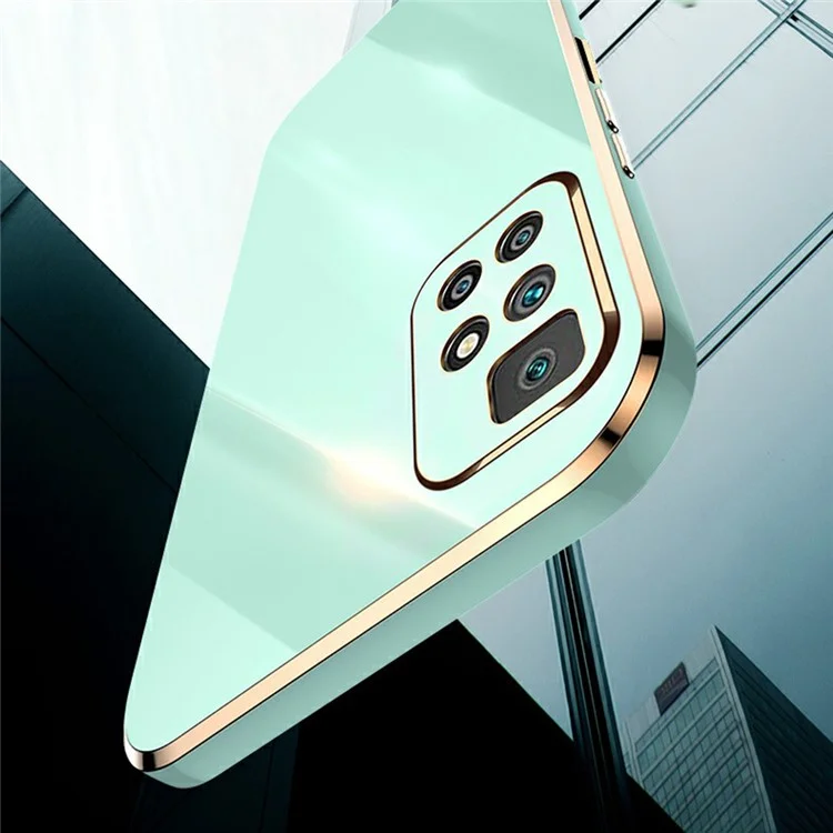 XINLI Pour Xiaomi Redmi 10 4G (2021) / Redmi 10 2022 4G / Redmi 10 Prime / Redmi Note 11 4G (MediaTek) Étui de téléphone avec bord électroplaqué - Cyan