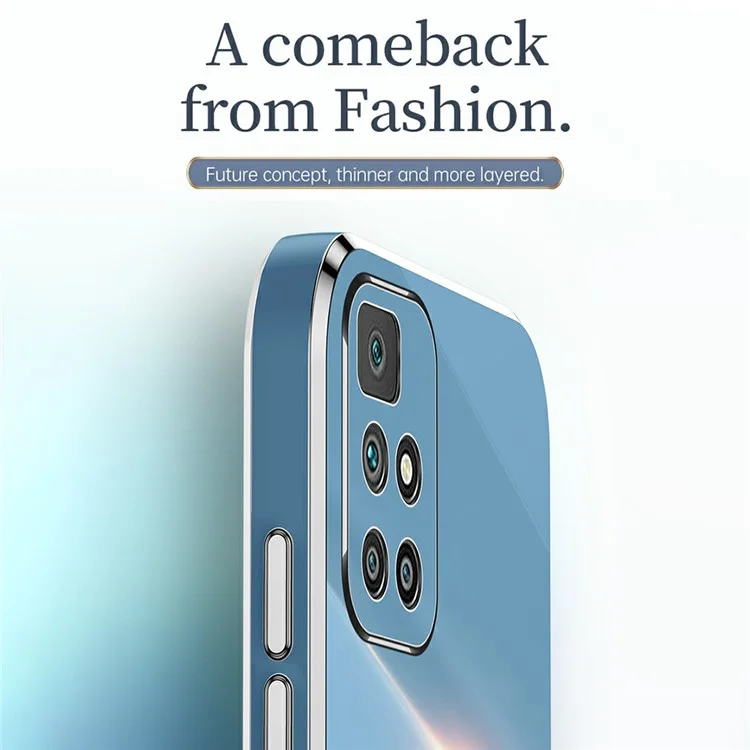 XINLI Pour Xiaomi Redmi 10 4G (2021) / Redmi 10 2022 4G / Redmi 10 Prime / Redmi Note 11 4G (MediaTek) Étui de téléphone avec bord électroplaqué - Cyan