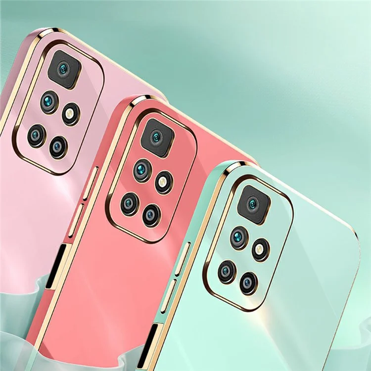 XINLI Pour Xiaomi Redmi 10 4G (2021) / Redmi 10 2022 4G / Redmi 10 Prime / Redmi Note 11 4G (MediaTek) Étui de téléphone avec bord électroplaqué - Cyan