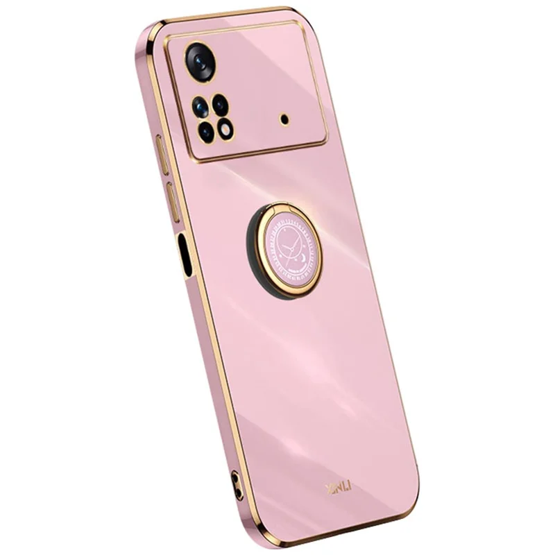 XINLI Electroplating Phone Case for Xiaomi Poco X4 Pro 5G, Flexible TPU Back Cover with Kickstand - Purple