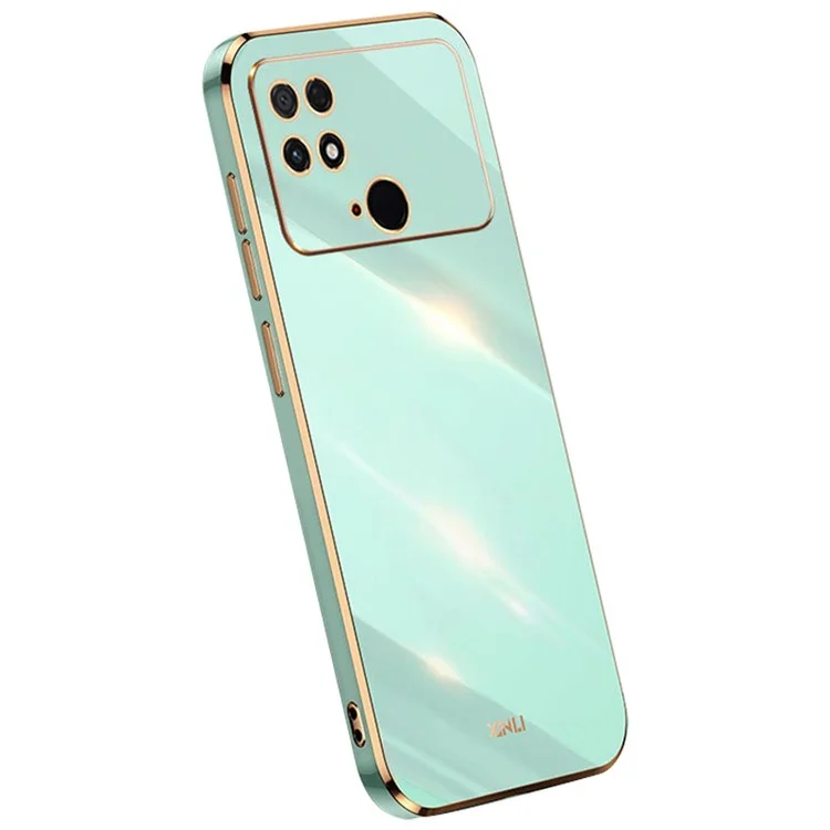 XINLI TPU Phone Case for Xiaomi Poco C40 4G, Anti-fall Electroplating Back Shell Full Camera Lens Protection Cover - Cyan