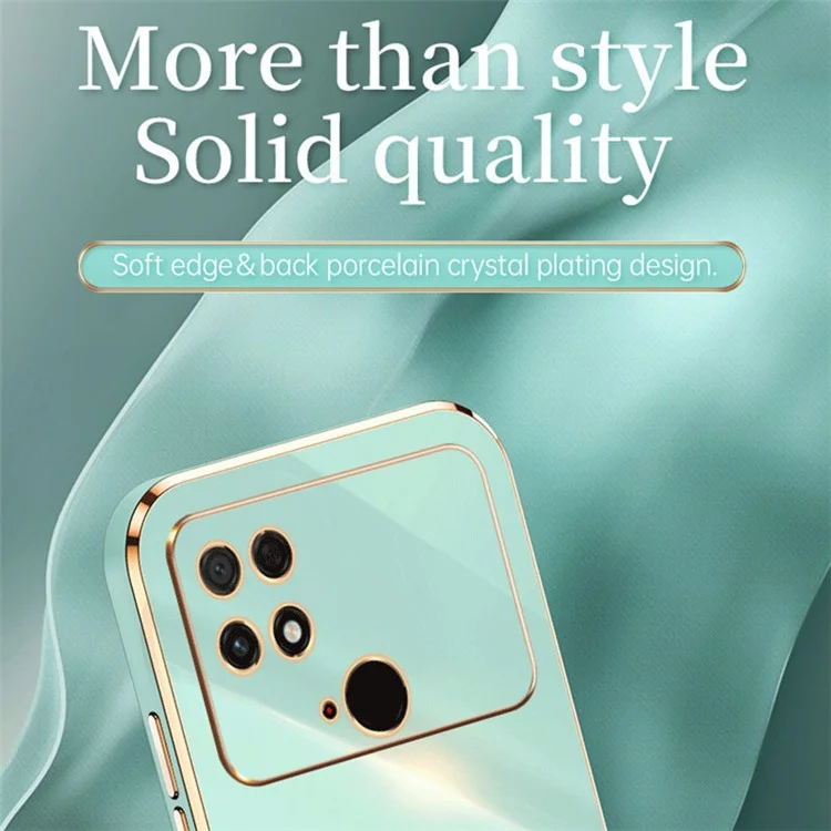 XINLI TPU Phone Case for Xiaomi Poco C40 4G, Anti-fall Electroplating Back Shell Full Camera Lens Protection Cover - Cyan