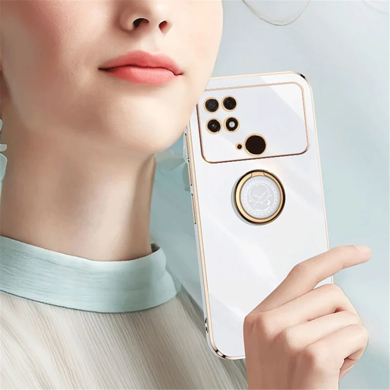 Coque de téléphone Electroplating XINLI pour Xiaomi Poco C40 4G, Coque de protection antichoc en TPU avec support - Noir