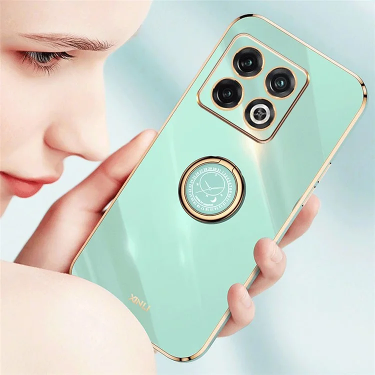 XINLI Kickstand Phone Case для OnePlus 10 Pro 5G, ударопрочная электролитическая TPU задняя защитная крышка - Cyan