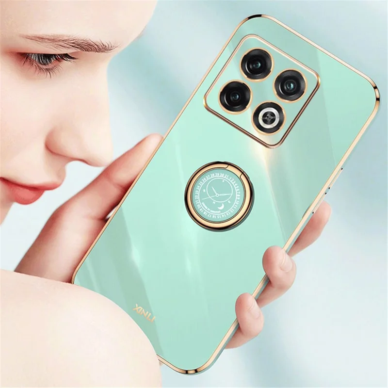 XINLI Kickstand Phone Case for OnePlus 10 Pro 5G, Shock-absorbing Electroplating TPU Back Protector Cover - White