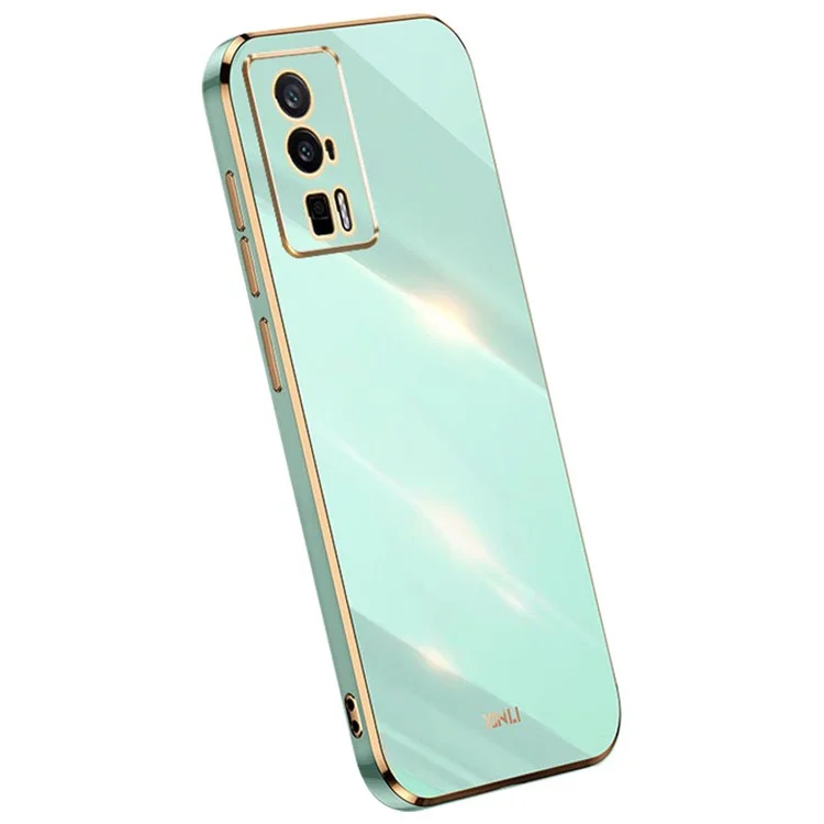 Coque de téléphone souple XINLI pour Xiaomi Poco F5 Pro 5G / Redmi K60 Pro 5G / K60 5G, coque arrière en TPU avec revêtement électrolytique, protection complète de l'objectif de la caméra - Cyan