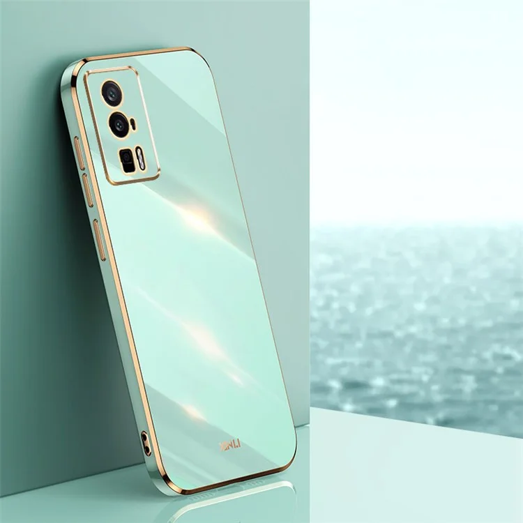 Coque de téléphone souple XINLI pour Xiaomi Poco F5 Pro 5G / Redmi K60 Pro 5G / K60 5G, coque arrière en TPU avec revêtement électrolytique, protection complète de l'objectif de la caméra - Cyan