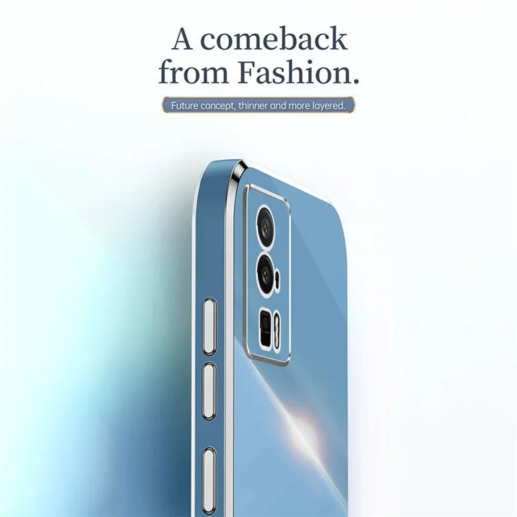 Coque de téléphone souple XINLI pour Xiaomi Poco F5 Pro 5G / Redmi K60 Pro 5G / K60 5G, coque arrière en TPU avec revêtement électrolytique, protection complète de l'objectif de la caméra - Cyan