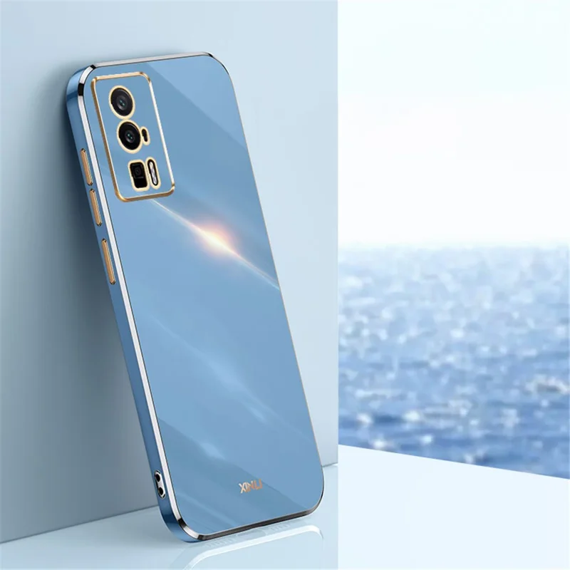XINLI Soft Phone Case for Xiaomi Poco F5 Pro 5G / Redmi K60 Pro 5G / K60 5G Electroplating TPU Back Shell Full Camera Lens Protection Cover - Blue