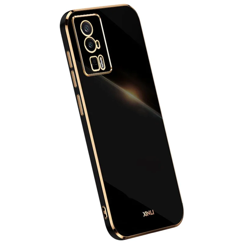 XINLI Soft Phone Case für Xiaomi Poco F5 Pro 5G / Redmi K60 Pro 5G / K60 5G Electroplating TPU-Rückenschale Vollkameraschutz - Schwarz
