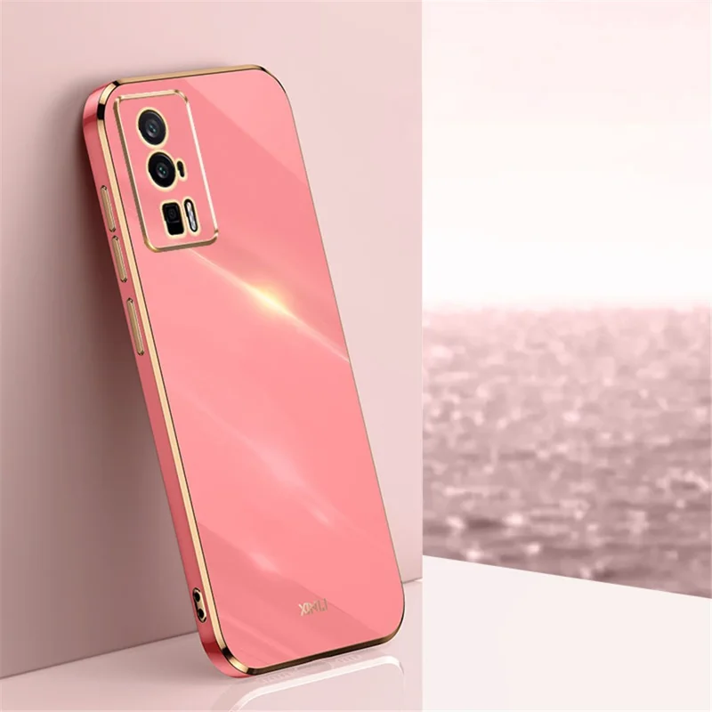 XINLI Custodia Morbida per Telefono per Xiaomi Poco F5 Pro 5G / Redmi K60 Pro 5G / K60 5G Copertura Posteriore in TPU con Placcatura Elettrolitica Protezione Completa dell'Obiettivo della Fotocamera - Rosso