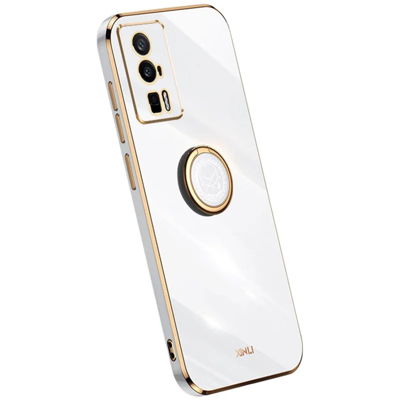 XINLI For Xiaomi Poco F5 Pro 5G / Redmi K60 Pro 5G / K60 5G Kickstand Phone Case, Fall Protection Electroplating TPU Back Cover - White