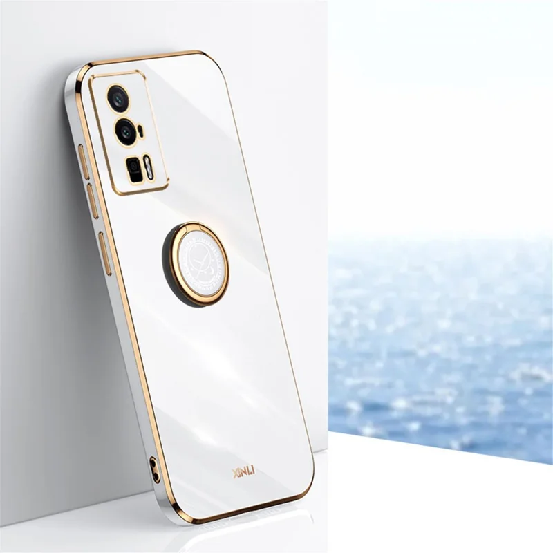 XINLI For Xiaomi Poco F5 Pro 5G / Redmi K60 Pro 5G / K60 5G Kickstand Phone Case, Fall Protection Electroplating TPU Back Cover - White
