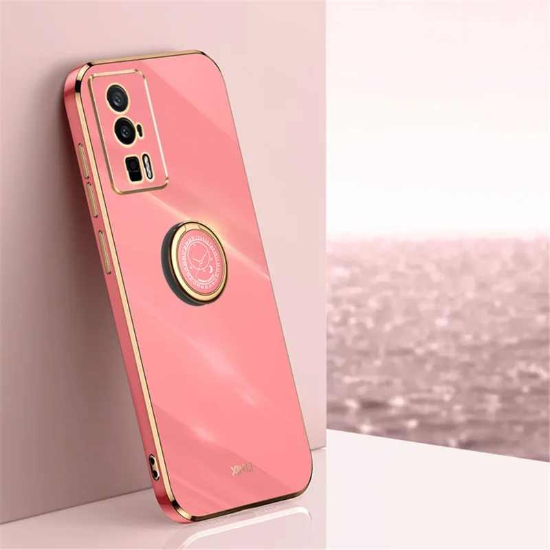 XINLI For Xiaomi Poco F5 Pro 5G / Redmi K60 Pro 5G / K60 5G Kickstand Phone Case, Fall Protection Electroplating TPU Back Cover - Red