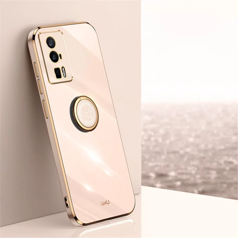 XINLI für Xiaomi Poco F5 Pro 5G / Redmi K60 Pro 5G / K60 5G Kickstand Handyhülle, Fallschutz Elektroplattierung TPU Rückabdeckung - Pink