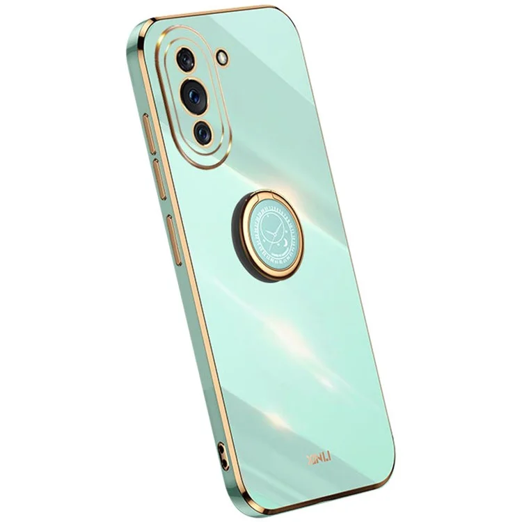 Funda de teléfono con soporte XINLI para Huawei nova 10 Pro 4G, Funda de TPU suave antideslizante con tecnología de electrochapado - Cian