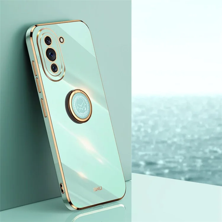 Funda de teléfono con soporte XINLI para Huawei nova 10 Pro 4G, Funda de TPU suave antideslizante con tecnología de electrochapado - Cian