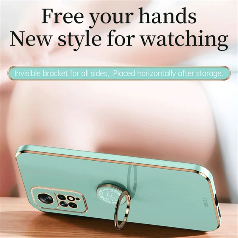 XINLI For Xiaomi Redmi Note 11 Pro 5G (Qualcomm) / 11 Pro 4G (MediaTek) Kickstand Phone Case, Electroplating TPU Back Protector Cover - Cyan