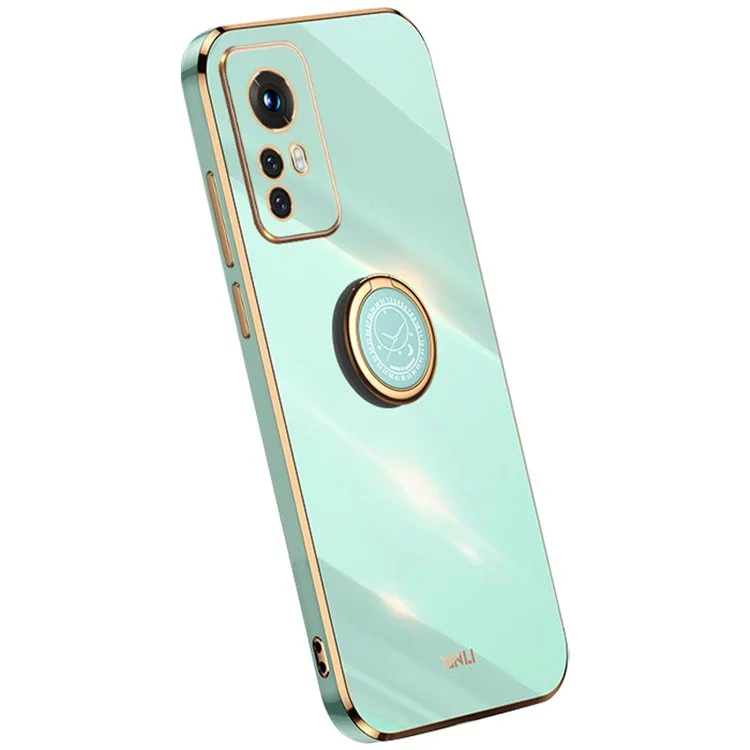 XINLI Para Xiaomi 12 5G / 12X 5G / 12S 5G Funda con Soporte, Funda Protectora de TPU con Revestimiento Electrolítico Resistente a los Golpes - Cian