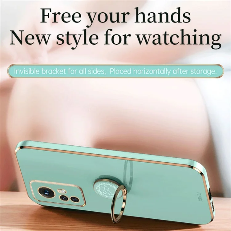 XINLI Para Xiaomi 12 5G / 12X 5G / 12S 5G Funda con Soporte, Funda Protectora de TPU con Revestimiento Electrolítico Resistente a los Golpes - Cian