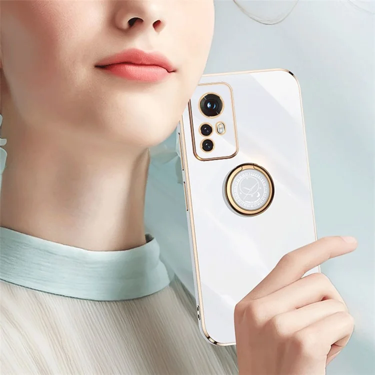 XINLI Para Xiaomi 12 5G / 12X 5G / 12S 5G Funda con Soporte, Funda Protectora de TPU con Revestimiento Electrolítico Resistente a los Golpes - Cian