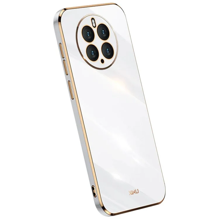 Étui de téléphone résistant aux rayures XINLI pour Huawei Mate 50 Pro 4G, coque arrière en TPU électroplaqué avec protection complète de l'objectif de l'appareil photo - Blanc