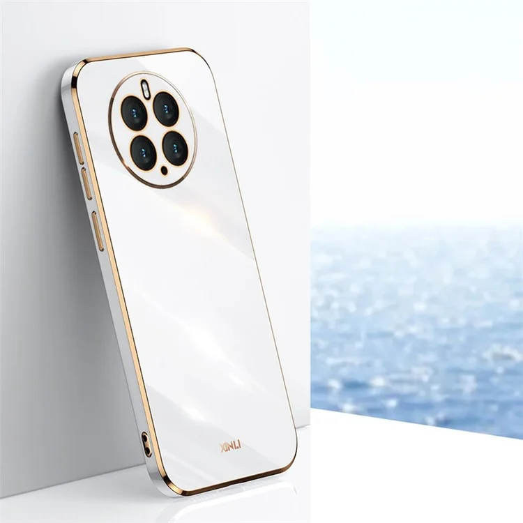 Étui de téléphone résistant aux rayures XINLI pour Huawei Mate 50 Pro 4G, coque arrière en TPU électroplaqué avec protection complète de l'objectif de l'appareil photo - Blanc