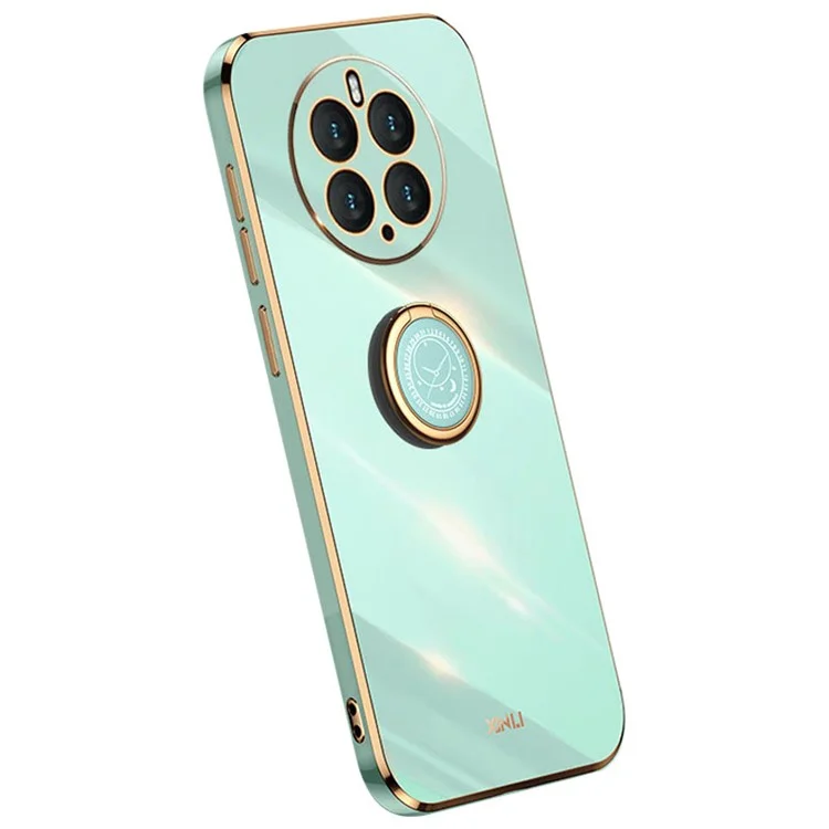 XINLI Kickstand Handyhülle für Huawei Mate 50 Pro 4G, Elektroplattierte Stoßsichere TPU-Rückabdeckung - Cyan
