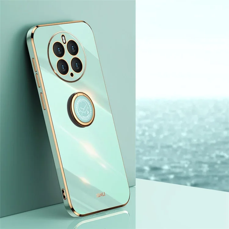 XINLI Kickstand Handyhülle für Huawei Mate 50 Pro 4G, Elektroplattierte Stoßsichere TPU-Rückabdeckung - Cyan