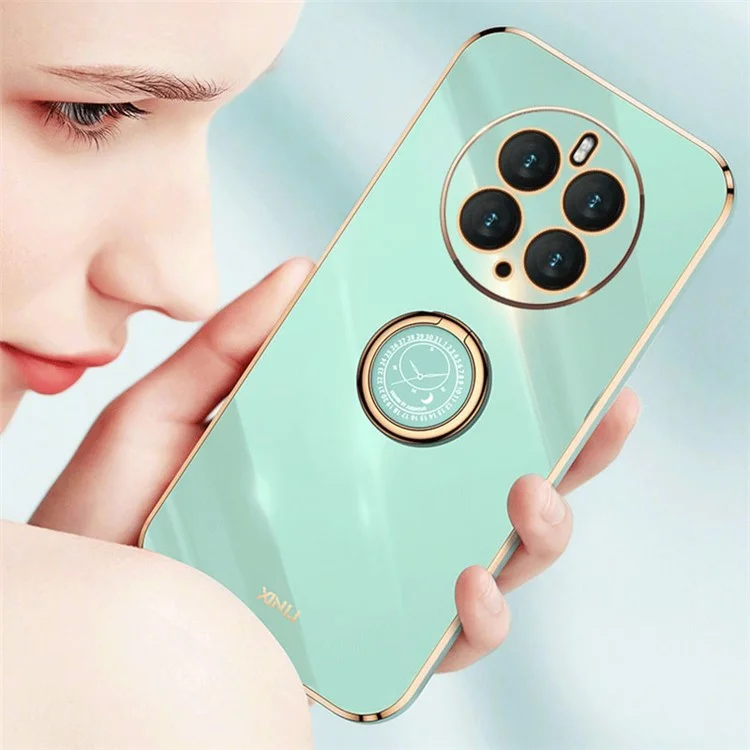 XINLI Kickstand Handyhülle für Huawei Mate 50 Pro 4G, Elektroplattierte Stoßsichere TPU-Rückabdeckung - Cyan