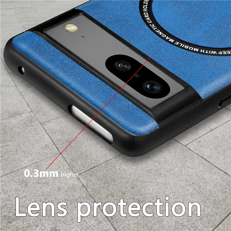 Cell Phone Case Compatible with MagSafe for Google Pixel 7a , PU Leather Coated PC+TPU Cover - Black
