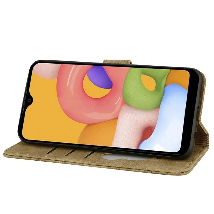 For Samsung Galaxy A54 5G PU Leather Wallet Case Imprinted Cat Flower Phone Stand Cover with Strap - Brown