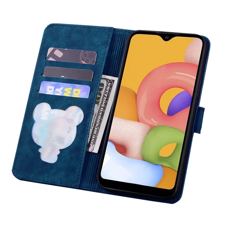 Per Samsung Galaxy A34 5G PU Leather Folding Stand Wallet Case Imprinted Cat Phone Shell with Strap - Blu