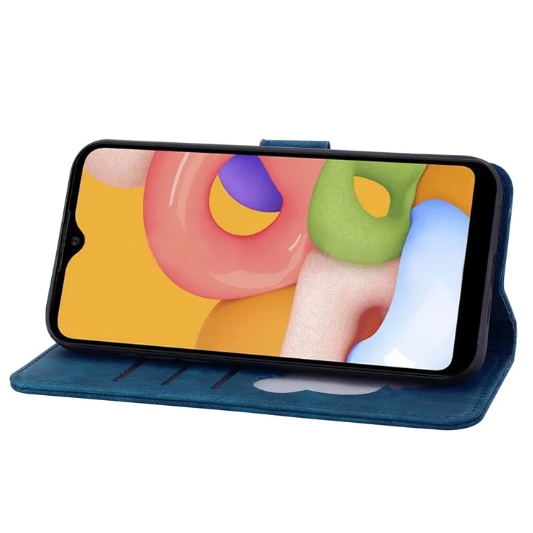 Per Samsung Galaxy A34 5G PU Leather Folding Stand Wallet Case Imprinted Cat Phone Shell with Strap - Blu