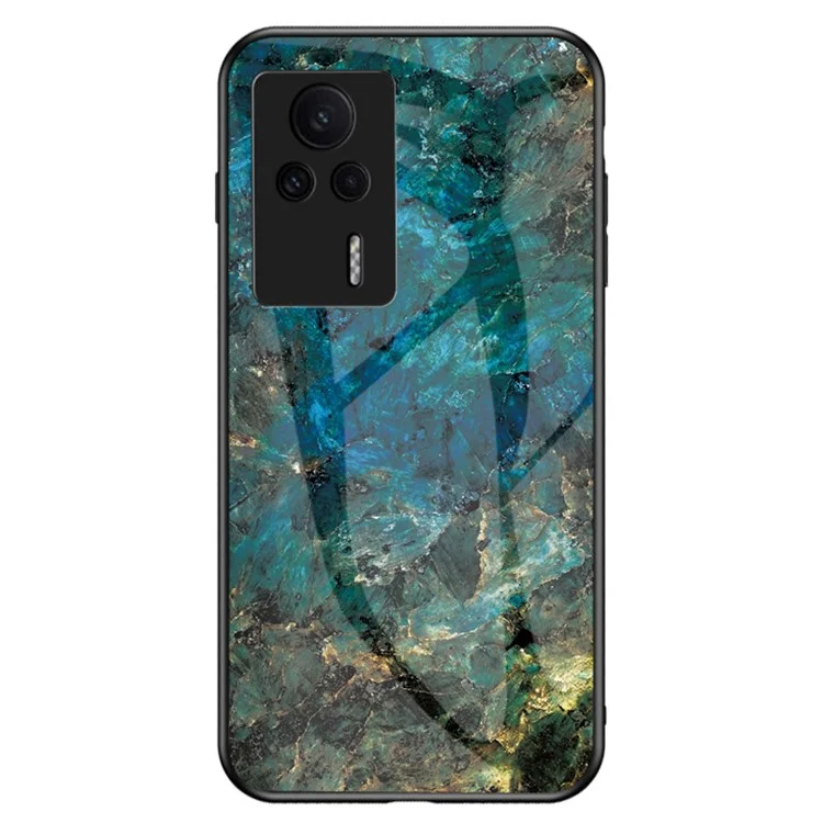 Funda de teléfono con patrón de mármol para Xiaomi Redmi K60E 5G, cubierta a prueba de golpes de vidrio templado+PC+TPU - Mármol esmeralda