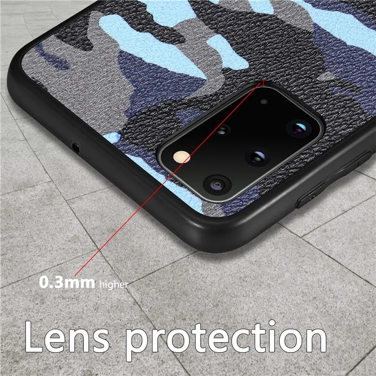 Per Samsung Galaxy S20 Plus 5G / 4G Coperchio di Protezione Del Telefono pc Rivestito in Pelle Magouflage PC+TPU - Blu