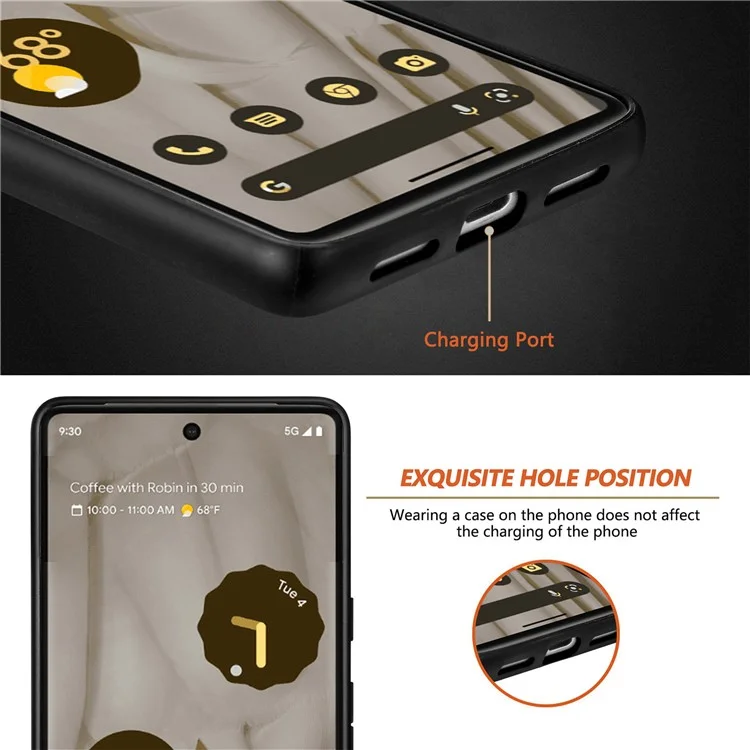 Funda a prueba de golpes para Google Pixel 6a compatible con MagSafe, revestida de piel sintética PC+TPU - Negro