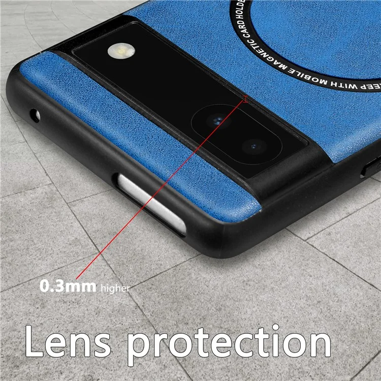 Funda a prueba de golpes para Google Pixel 6a compatible con MagSafe, revestida de piel sintética PC+TPU - Negro