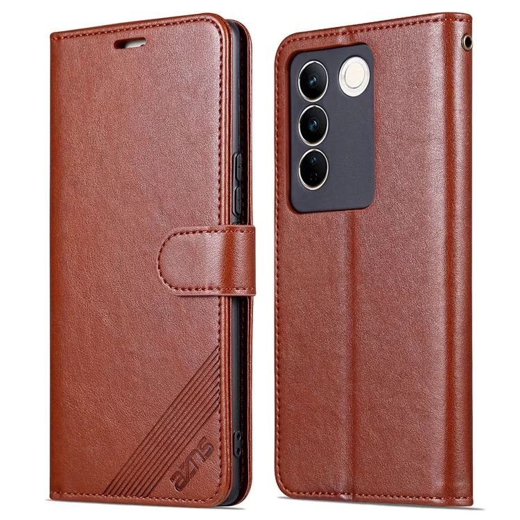Estojo de Carteira de Couro AZNS para vivo S16 / S16 Pro, Capa de Telefone Celular Anti-queda - Marrom